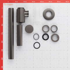 Сифон для раковины Tokito 1 1/4х50 мм без выпуска с соединением 32 мм графит (TOK-SHI-L32GM) - фото 2