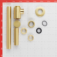 Сифон для раковины Tokito 1 1/4х50 мм без выпуска с соединением 32 мм золото (TOK-SHI-L32KIN) - фото 2