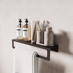 Полка для ванной Ulitka Unit с полотенцесушителем 500х80х100 мм металл черная (74104578) - фото 4