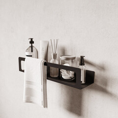 Полка для ванной Ulitka Unit с полотенцесушителем 500х80х100 мм металл черная (74104578) - фото 3