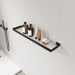 Полка для ванной Ulitka Unit с рифленым стеклом 600х130х27 мм стекло/металл черная (74104465) - фото 3