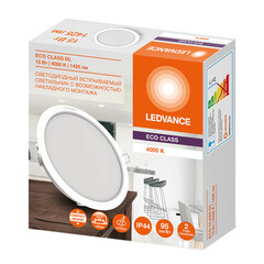 Светильник встраиваемый светодиодный белый 15 Вт 4000К IP44 Ledvance Eco class DL15W (4099854251252) - фото 2