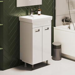 Тумба под раковину Волга 50 см напольная белая (УПП00038109) - фото 3