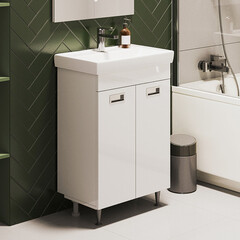 Тумба под раковину Волга 60 см напольная белая (УПП00038112) - фото 3