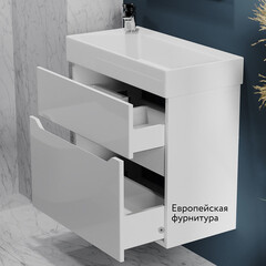 Комплект тумба с раковиной Raval Brik 65 см подвесная белая (Brk.01.65/P/W/RL) - фото 10