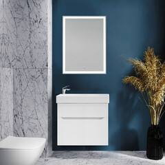 Комплект тумба с раковиной Raval Brik 65 см подвесная белая (Brk.01.65/P/W/RL) - фото 7