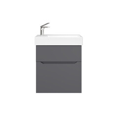 Комплект тумба с раковиной Raval Brik 55 см подвесная антрацит (Brk.01.55/P/A/RL) - фото 5