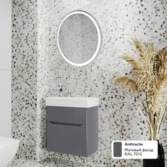 Комплект тумба с раковиной Raval Brik 55 см подвесная антрацит (Brk.01.55/P/A/RL) - фото 11