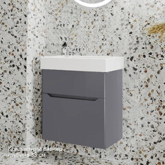 Комплект тумба с раковиной Raval Brik 55 см подвесная антрацит (Brk.01.55/P/A/RL) - фото 8