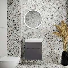 Комплект тумба с раковиной Raval Brik 55 см подвесная антрацит (Brk.01.55/P/A/RL) - фото 7