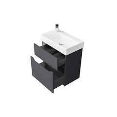 Комплект тумба с раковиной Raval Brik 55 см подвесная антрацит (Brk.01.55/P/A/RL) - фото 4