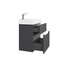 Комплект тумба с раковиной Raval Brik 55 см подвесная антрацит (Brk.01.55/P/A/RL) - фото 3