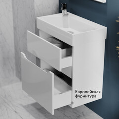 Комплект тумба с раковиной Raval Brik 55 см подвесная белая (Brk.01.55/P/W/RL) - фото 10