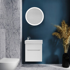 Комплект тумба с раковиной Raval Brik 55 см подвесная белая (Brk.01.55/P/W/RL) - фото 7