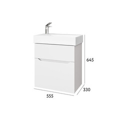 Комплект тумба с раковиной Raval Brik 55 см подвесная белая (Brk.01.55/P/W/RL) - фото 6