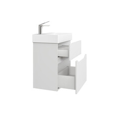 Комплект тумба с раковиной Raval Brik 55 см подвесная белая (Brk.01.55/P/W/RL) - фото 3