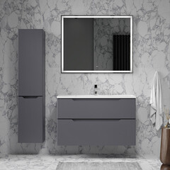 Комплект тумба с раковиной Raval Wector 100 см подвесная антрацит (Wct.01.100/P/A/MD) - фото 7