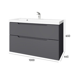 Комплект тумба с раковиной Raval Wector 100 см подвесная антрацит (Wct.01.100/P/A/MD) - фото 6