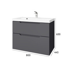 Комплект тумба с раковиной Raval Wector 80 см подвесная антрацит (Wct.01.80/P/A/MD) - фото 6