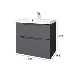 Комплект тумба с раковиной Raval Wector 70 см подвесная антрацит (Wct.01.70/P/A/MD) - фото 6