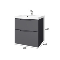 Комплект тумба с раковиной Raval Wector 60 см подвесная антрацит (Wct.01.60/P/A/MD) - фото 6