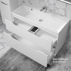 Комплект тумба с раковиной Raval Wector 100 см подвесная белая (Wct.01.100/P/W/MD) - фото 11