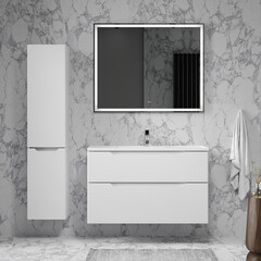 Комплект тумба с раковиной Raval Wector 100 см подвесная белая (Wct.01.100/P/W/MD) - фото 7