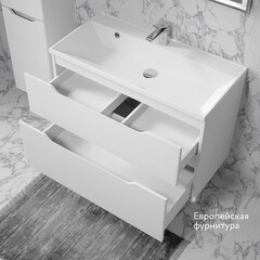 Комплект тумба с раковиной Raval Wector 90 см подвесная белая (Wct.01.90/P/W/MD) - фото 10