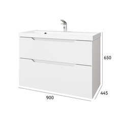 Комплект тумба с раковиной Raval Wector 90 см подвесная белая (Wct.01.90/P/W/MD) - фото 6