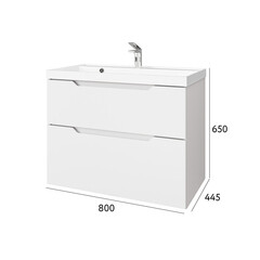 Комплект тумба с раковиной Raval Wector 45 см подвесная белая (Wct.01.80/P/W/MD) - фото 6