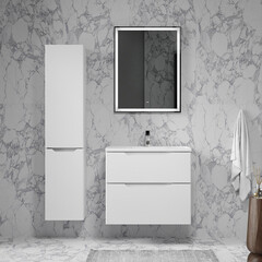 Комплект тумба с раковиной Raval Wector 70 см подвесная белая (Wct.01.70/P/W/MD) - фото 7