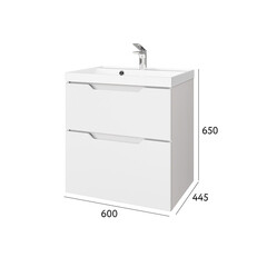 Комплект тумба с раковиной Raval Wector 60 см подвесная белая (Wct.01.60/P/W/MD) - фото 6