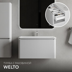 Комплект тумба с раковиной Raval Welto 80 см подвесная белая (Wel.01.80/P/W/RL) - фото 14