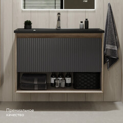 Комплект тумба с раковиной Jorno Tossony 90 см подвесная дуб самдал/антрацит (Toss.01.90/P/DS-A/JR) - фото 13