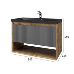 Комплект тумба с раковиной Jorno Tossony 90 см подвесная дуб самдал/антрацит (Toss.01.90/P/DS-A/JR) - фото 8