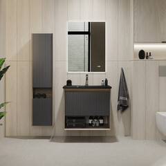 Комплект тумба с раковиной Jorno Tossony 70 см подвесная дуб самдал/антрацит (Toss.01.70/P/DS-A/JR) - фото 8