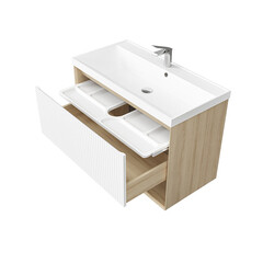 Комплект тумба с раковиной Jorno Tossony 90 см подвесная сонома светлая/белая (Toss.01.90/P/SS-W/JR) - фото 15