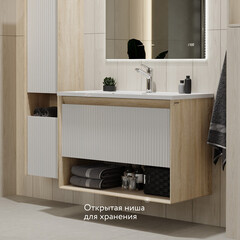 Комплект тумба с раковиной Jorno Tossony 90 см подвесная сонома светлая/белая (Toss.01.90/P/SS-W/JR) - фото 11