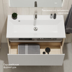 Комплект тумба с раковиной Jorno Tossony 90 см подвесная сонома светлая/белая (Toss.01.90/P/SS-W/JR) - фото 9