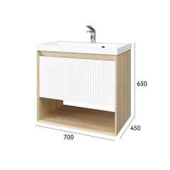 Комплект тумба с раковиной Jorno Tossony 70 см подвесная сонома светлая/белая (Toss.01.70/P/SS-W/JR) - фото 7