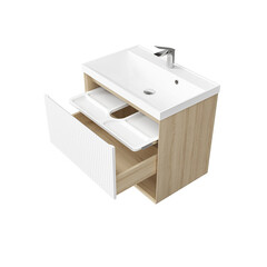 Комплект тумба с раковиной Jorno Tossony 70 см подвесная сонома светлая/белая (Toss.01.70/P/SS-W/JR) - фото 5