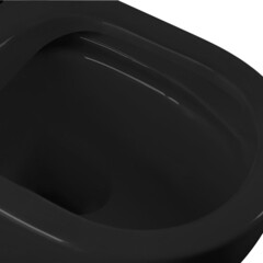 Унитаз подвесной Abber Bequem безободковый черный с сиденьем дюропласт микролифт (AC1103MB) - фото 4