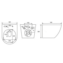 Унитаз подвесной Abber Bequem безободковый черный с сиденьем дюропласт микролифт (AC1103MB) - фото 2