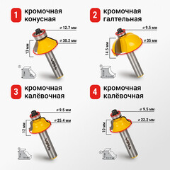 Набор фрез Vira (553367) по дереву 6-25,4 мм (12 шт.) - фото 4