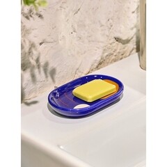 Мыльница для ванной Moroshka Kira настольная керамика синяя/белая/оранжевая (945-311-02) - фото 3