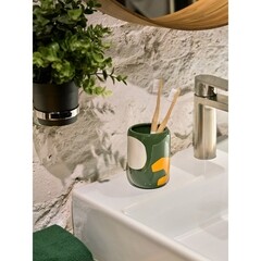 Стакан для ванной Moroshka Kira настольный керамика зеленый/белый/оранжевый (945-312-02) - фото 5