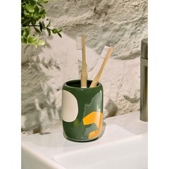 Стакан для ванной Moroshka Kira настольный керамика зеленый/белый/оранжевый (945-312-02) - фото 2