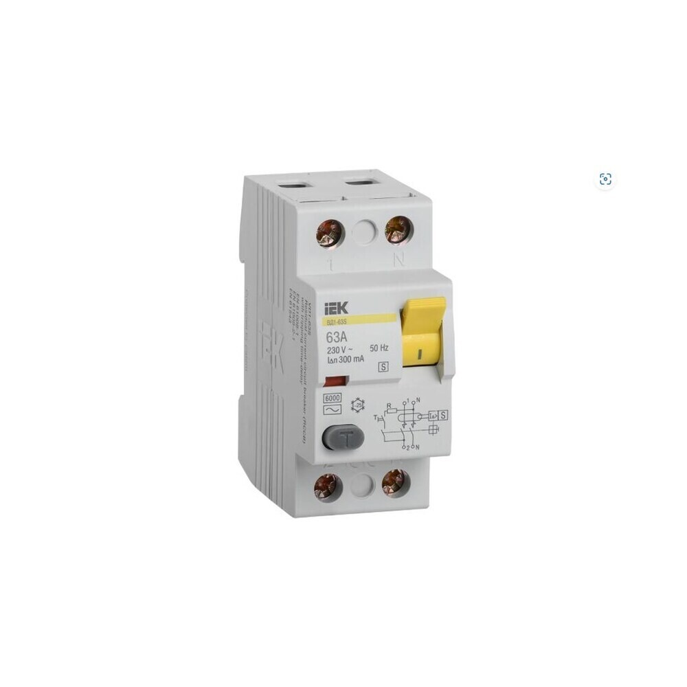 

УЗО IEK ВД1-63S 63А 1P+N тип AC 300 мА 6 кА селективное (MDV12-2-063-300)