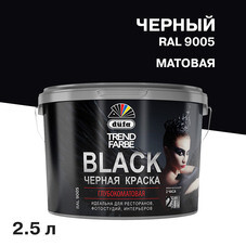 Краска моющаяся Dufa Trend Farbe Black черная RAL 9005 2,5 л