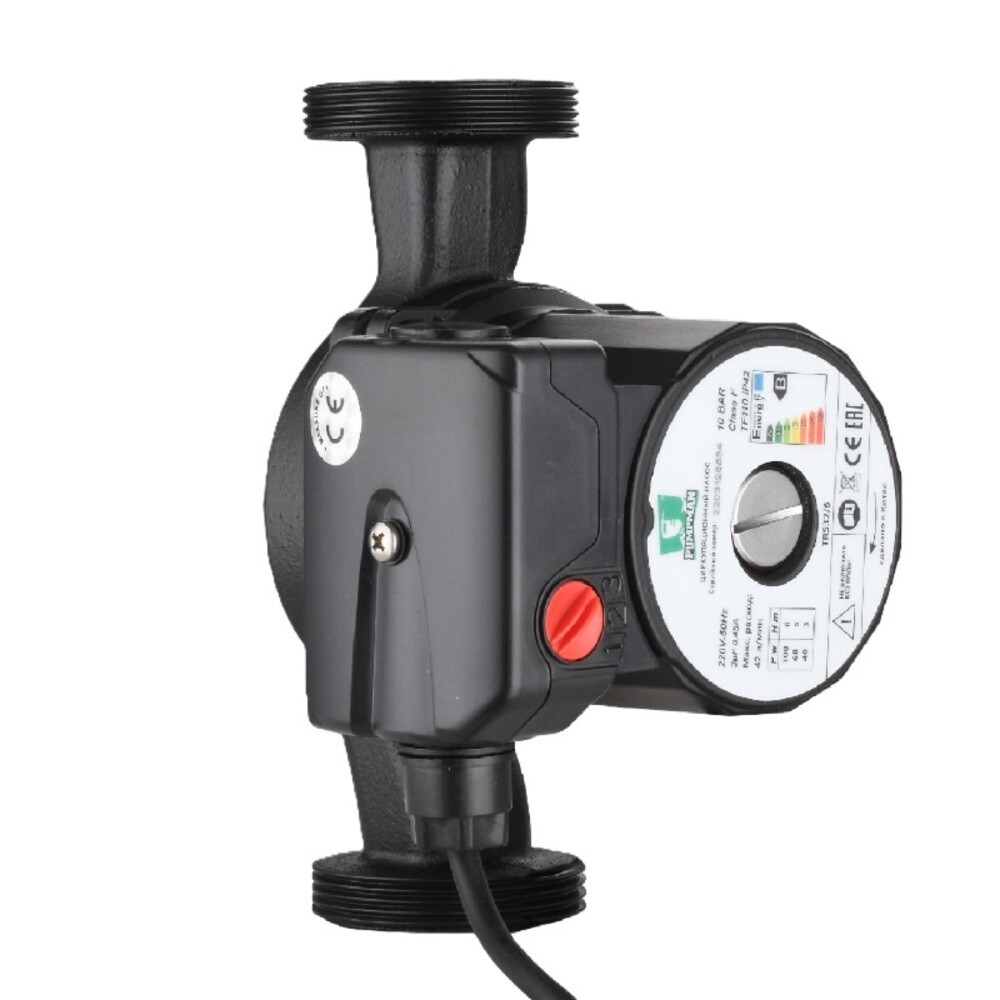 

Циркуляционный насос для систем отопления Pumpman DN25 подъем 4 м 180 мм с гайками (TRS25/4), Черный